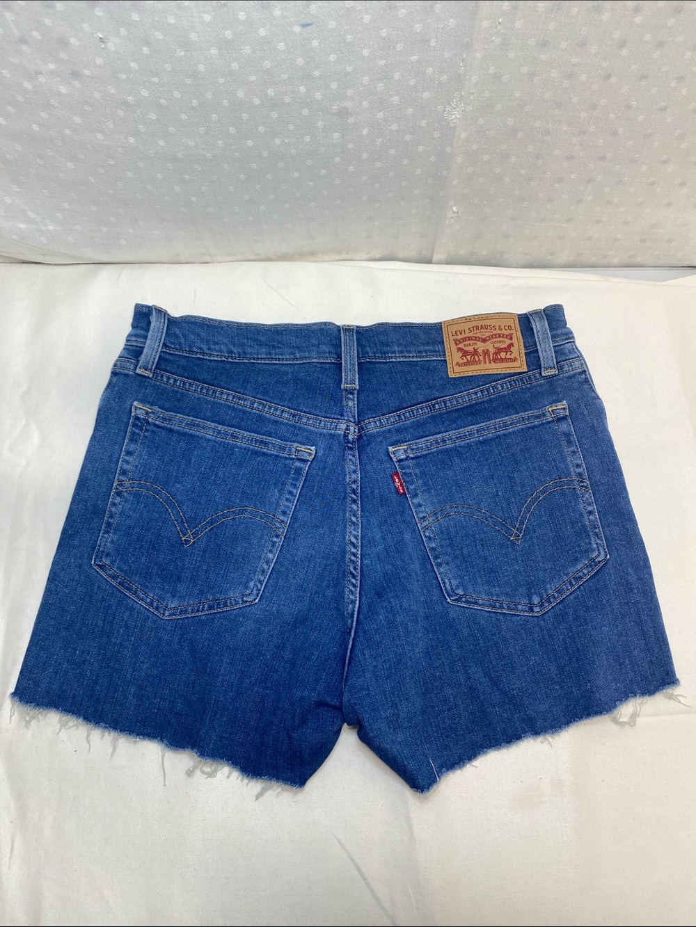 Levi's High Rise Blue Raw Hem Denim Shorts Women's Size 31
